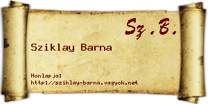 Sziklay Barna névjegykártya