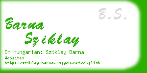 barna sziklay business card